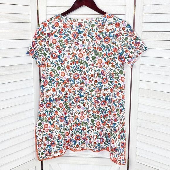 C Wonder Floral PomPom Hem Tunic Tee Shirt White Multi XXS - Picture 8 of 12